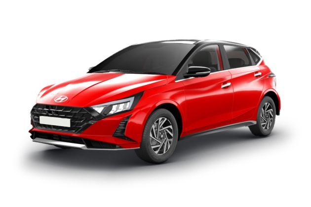 Hyundai i20 in Fiery Red With Abyss Black